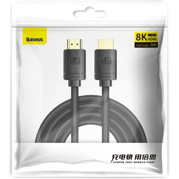 Baseus HDMI 2.1 kábel 8K M/M (1m) čierny - Káble - Obrázok JXMW600301