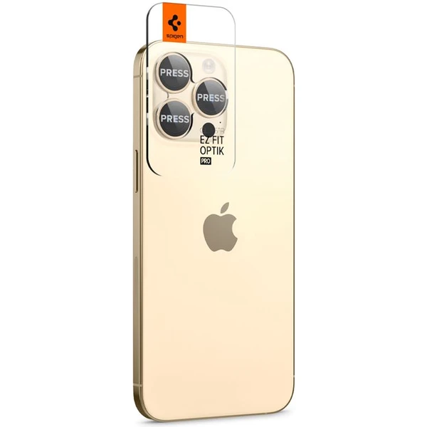 Spigen Glass EZ Fit Optik Pro 2 Pack tvrdené sklo na fotoaparát iPhone 14 Pro/iPhone 14 Pro Max zlat - Ochranné fólie a sklo - Obrázok JZ09000601