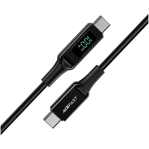 E-shop Acefast USB-C/USB-C 100W nabíjací dáta kábel s displejom čierny