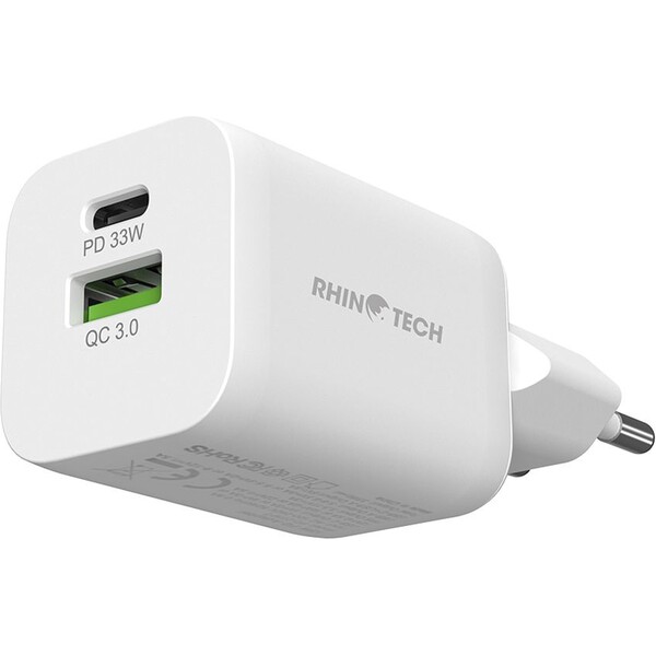 E-shop RhinoTech MINI Dual 33W Quick Charger Type-C + USB-A 33W White