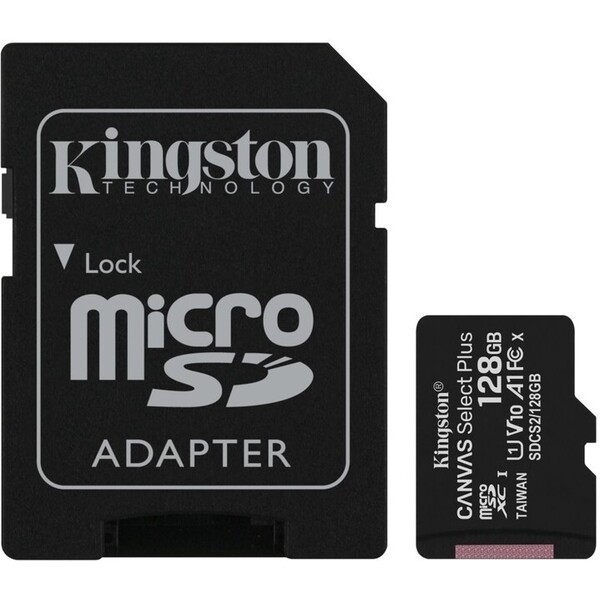 E-shop Kingston microSDXC Canvas Select Plus 128GB A1 Class 10 100MB/s + SD adaptér