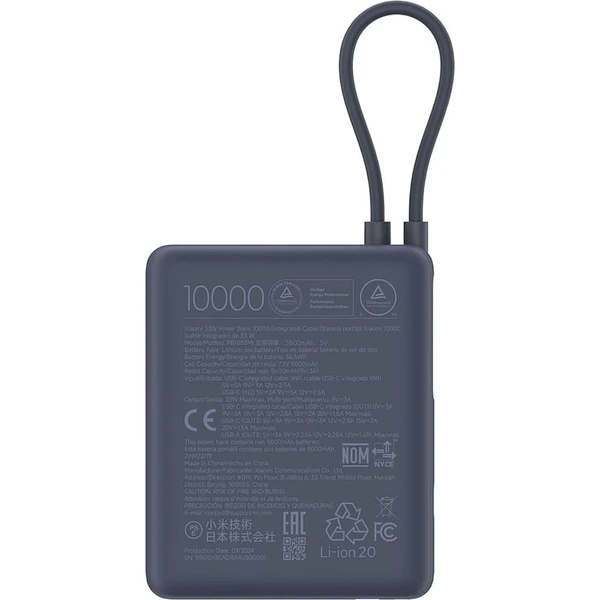 Xiaomi 33W Power Bank 10000mAh powerbanka s káblom modrá - Powerbanky - Obrázok L5ED000K01