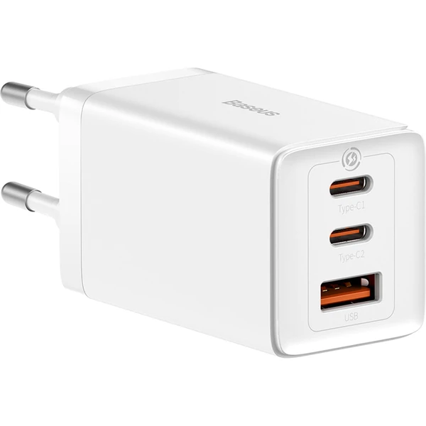 Baseus GaN5 Pre rýchlonabíjačka 65W 2x USB-C, 1x USB biela - Nabíjačky - Obrázok LFGE000L01