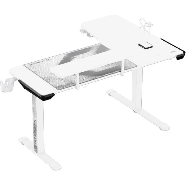 ULTRADESK WINGER rohový herný stôl WINGER s RGB podsvietením biely - Stoly - Obrázok NEP0G00101