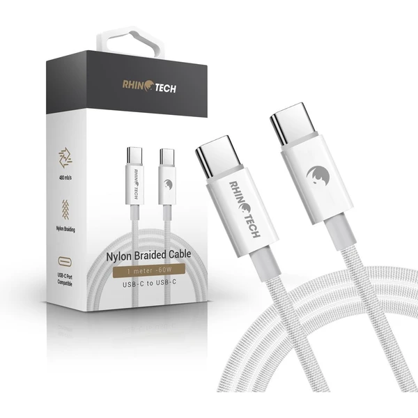 RhinoTech napájací kábel USB-C/USB-C 60W 1m biely - Káble a redukcie - Obrázok O431000L01