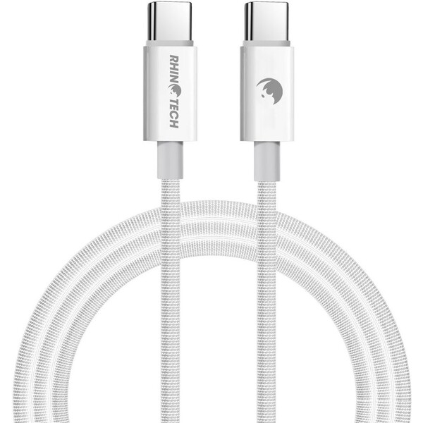 E-shop RhinoTech kábel s nylonovým opletom USB-C na USB-C 60W 1M biela