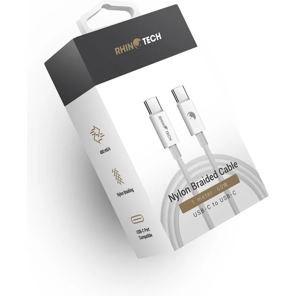 RhinoTech napájací kábel USB-C/USB-C 60W 1m biely - Káble a redukcie - Obrázok Q431000L01