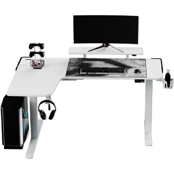 ULTRADESK WINGER rohový herný stôl WINGER s RGB podsvietením biely - Stoly - Obrázok QEP0G00101