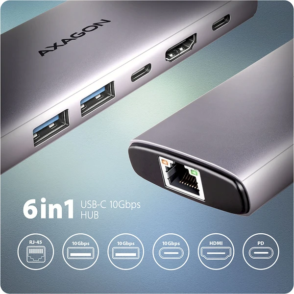 AXAGON HMC-6G2L 6v1 USB-C húb - Dokovacie stanice - Obrázok S15D000N01