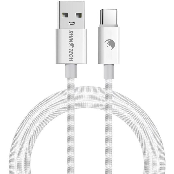 E-shop RhinoTech kábel s nylonovým opletom USB-A na USB-C 27W 1M biela