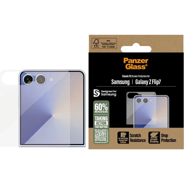 PanzerGlass® Ultra-Wide Fit sklo Samsung Galaxy Z Flip7 - Ochranné fólie a sklo - Obrázok S4SE000K01