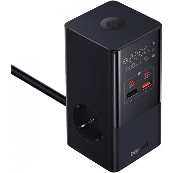 Baseus Nabíjacia stanica PowerCombo Tower 100W EU čierna - Nabíjačky - Obrázok SMS5000N01