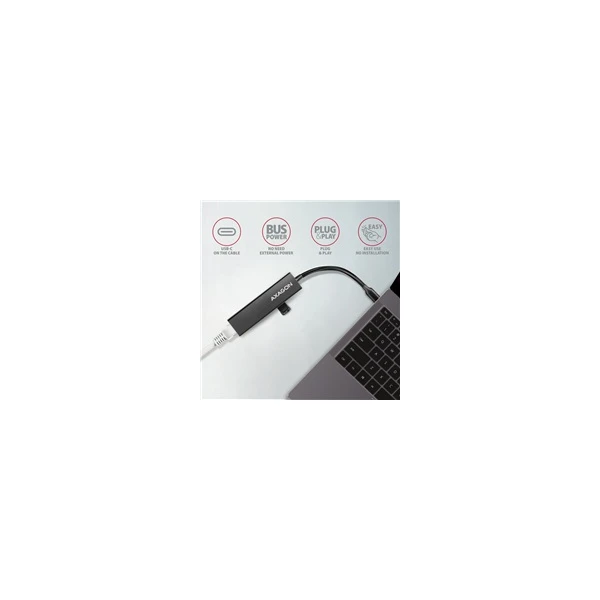 AXAGON USB a Ethernet HUB USB-C kovový - USB huby - Obrázok V660700301
