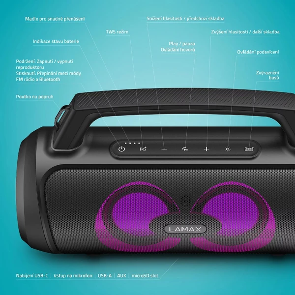 LAMAX PartyGo1 Play prenosný reproduktor - Reproduktory - Obrázok X235000K01