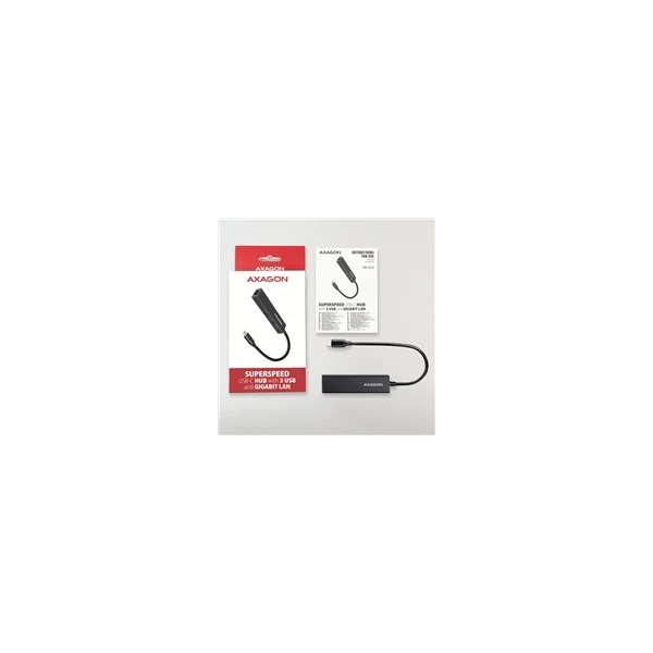 AXAGON USB a Ethernet HUB USB-C kovový - USB huby - Obrázok X660700301
