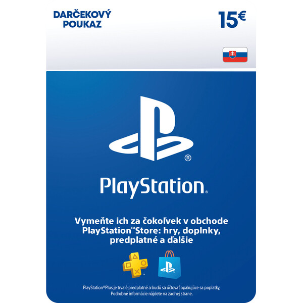 E-shop PlayStation Store - Darčeková karta 15€ (pre SK účty)