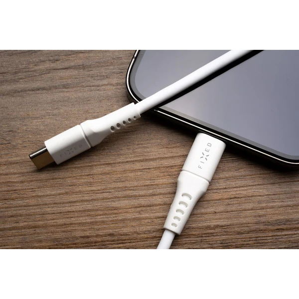 FIXED Liquid silikónový napájací kábel USB-C/Lightning 60W 2m biely - Káble a redukcie - Obrázok XJS1000601