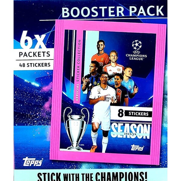 E-shop Futbalové samolepky Topps UEFA UCL - Booster Pack (48 v balíčku)