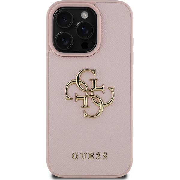 Guess PU Grained 4G Metal Logo kryt iPhone 16 Pre Max ružový - Puzdra - Obrázok a103c049dc294552a213e2694992603c