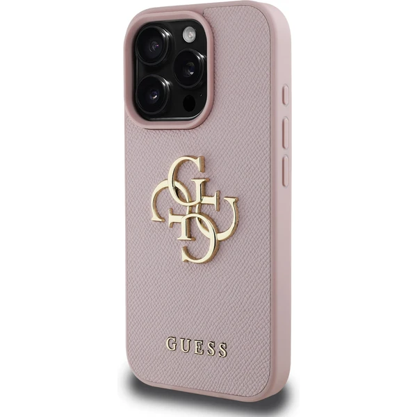 Guess PU Grained 4G Metal Logo kryt iPhone 16 Pre Max ružový - Puzdra - Obrázok a171447c391f4f55ac343d5bbc4b689d