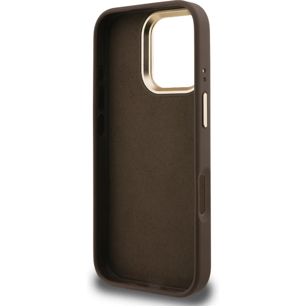 Guess PU 4G Metal Logo Stand Camera Frame kryt iPhone 16 Pre hnedý - Puzdra - Obrázok b3208096c03f43bb89a1657289226dbd