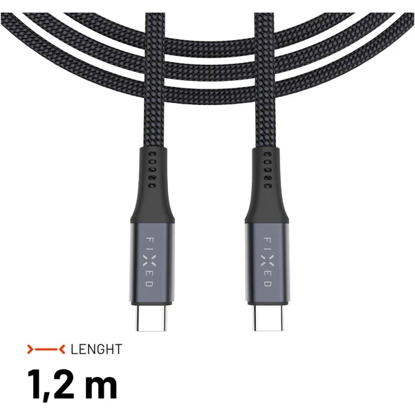 FIXED Multimediálny kábel USB-C napájací a dátový kábel 4K/60Hz, 20Gbps, 240W, 1,2m sivý - Káble a redukcie - Obrázok ba56020b64d54622b846fda120a1daf5