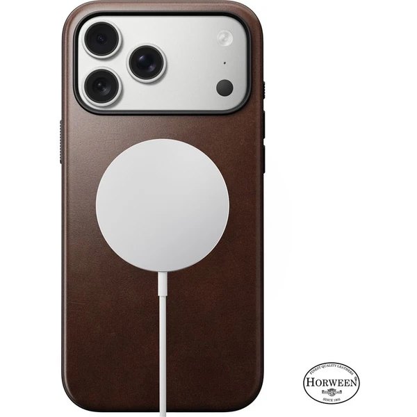 Nomad Modern Leather Case (Horween) MagSafe kožený kryt iPhone 17 Pro Max Rustic Brown - Puzdra - Obrázok d8c37974d8ee4be8b6777366cea768e6