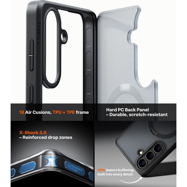 Torras Ostand Q3 Spin MagSafe kryt Samsung Galaxy S26+ obsidian black - Puzdra - Obrázok dd8c309b64de47a0b41f001a88bdeae7