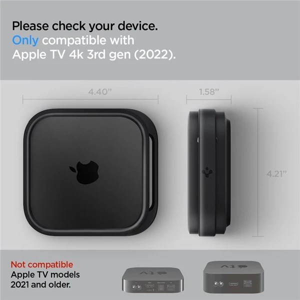 Spigen Silicone Fit Mount silikónový držiak pre Apple TV 4K 3th Gen (2022) čierny - Držiaky - Obrázok de7e2731c4644f8f9d7ccfb73a94bab8