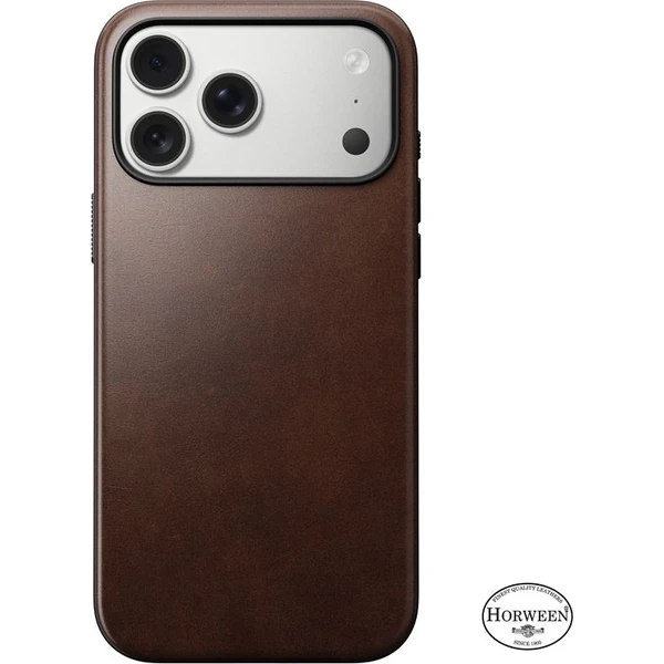 Nomad Modern Leather Case (Horween) MagSafe kožený kryt iPhone 17 Pro Max Rustic Brown - Puzdra - Obrázok e64ea0de3fb34c398f19e44921d618ab